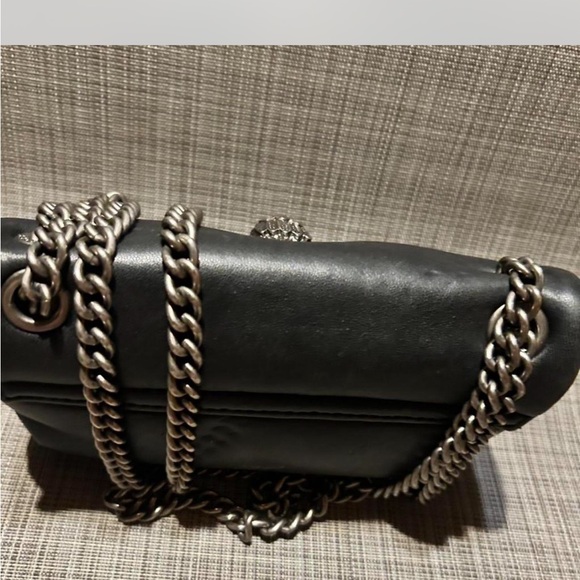 Black Leather Clutch with Silver Chain - Picture 3 of 5